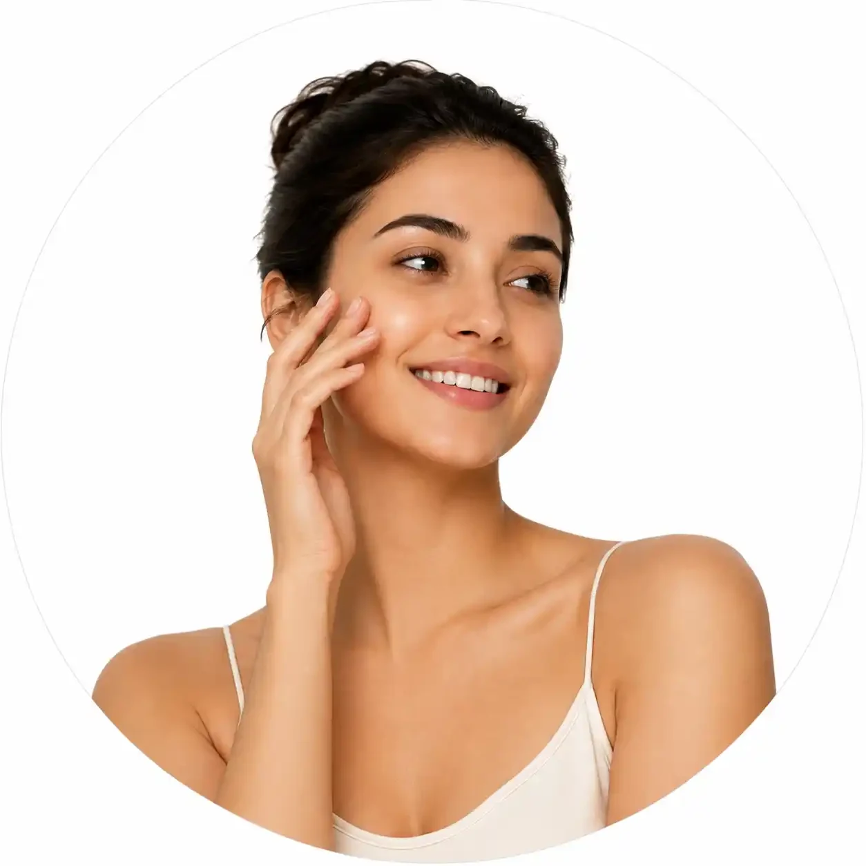 Woman receiving an anti-tan facial cleanup treatment