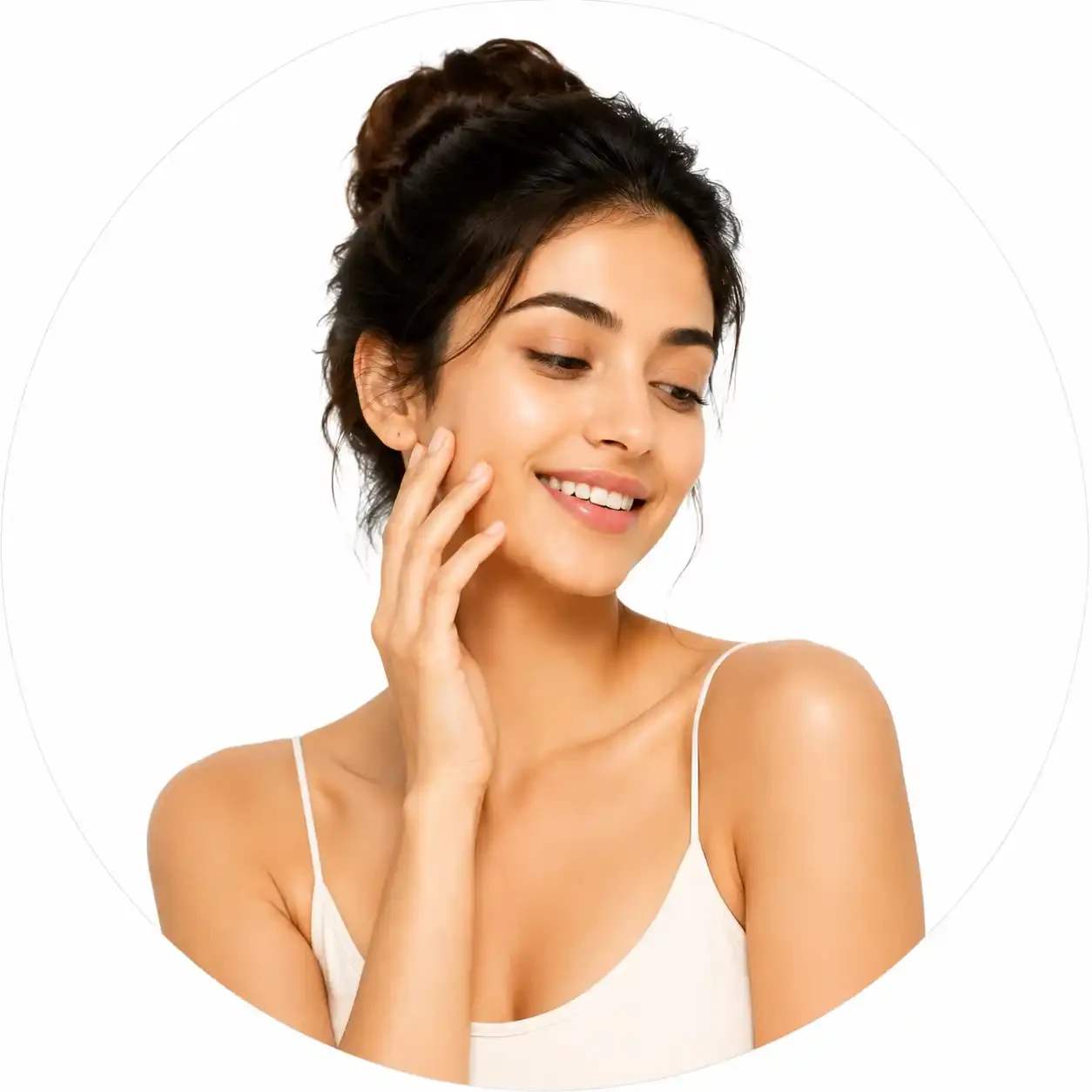 Woman receiving a professional skin cleanup treatment at home